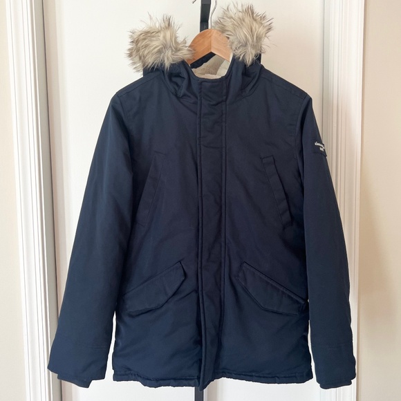 Abercrombie Kids Parka Coat with Removable Faux Fur Trim - Picture 1 of 14